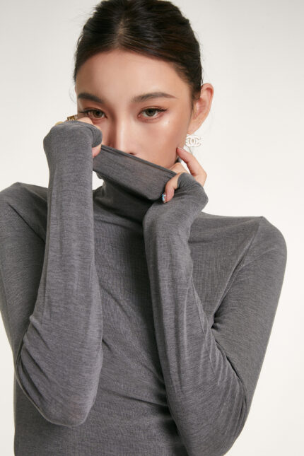 Old money style silk wool high-necked undershirt(WS445)