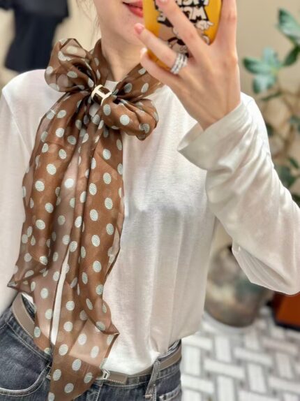 Chiffon angled small long scarf 35x180cm**